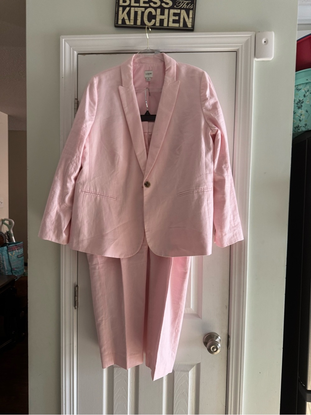J. Crew Pale Pink Blazer and Trousers Suit